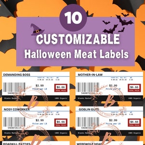 Halloween Prank Meat Labels: Funny Food Stickers (Digital Download)