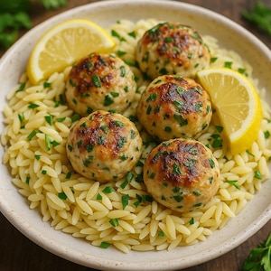 MELHOR RECEITA Para Almôndegas de Frango Gregas com Orzo de Limão, Download Instantâneo em PDF, livro de receitas de família, Receita fácil