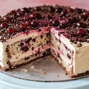 Best recipe for Stracciatella Cherry Cake | Instant PDF Download | mom recipe | family recipe book | simple dessert plate