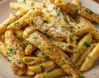 Creamy Parmesan Garlic Chicken Pasta Skillet Recipe (Instant PDF Download)