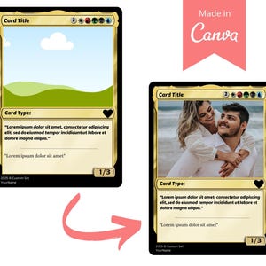 Benutzerdefinierte MTG-Kartenvorlage, bearbeitbare MTG-Karte, benutzerdefinierte magische Karte, personalisieren der TKG-Karte, Paare, Gamer, Canva-Vorlage