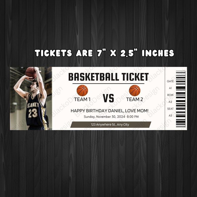 Printable Basketball Tickets Canva Template Editable NBA Basketball Printable Basketball Tickets Canva Template Editable NBA Basketball