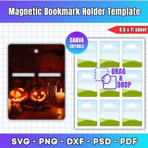 Magnetic Bookmark Holder Template, Customizable Bookmark Design Svg, Png, Dxf, Eps, Pdf unique magnetic bookmark holder, Canva Template