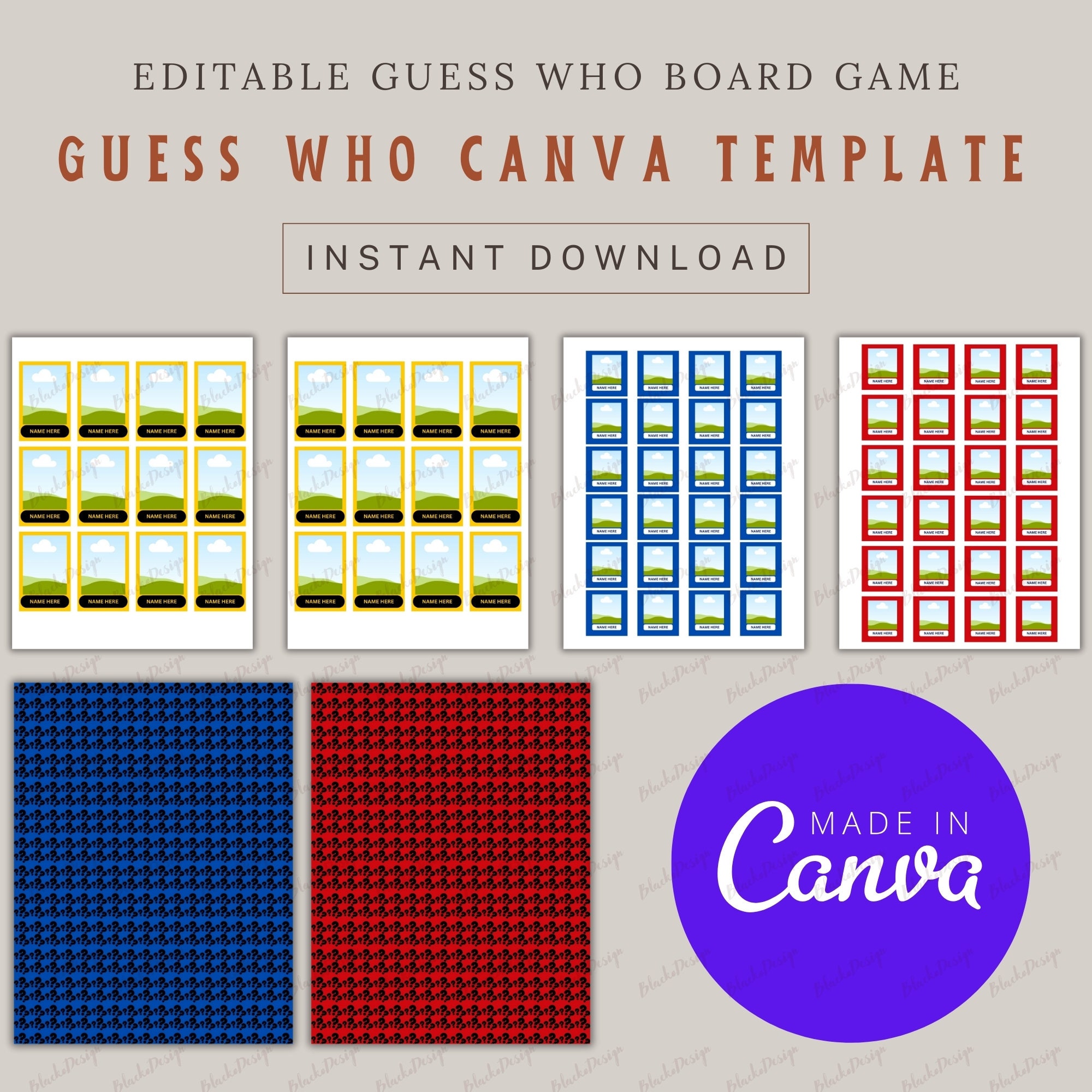 Custom Guess Who Game Template, Editable Board Game Canva Template Etsy Custom Guess Who Game Template, Editable Board Game Canva Template Etsy
