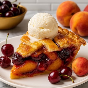 Best recipe for Easy Rustic Cherry Peach Lattice Pie | Instant PDF Download | mom recipe | family recipe book | recipe download