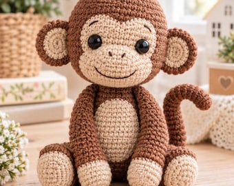 Beginner Amigurumi Monkey Crochet Pattern | Step-by-Step Instructions (PDF Download)