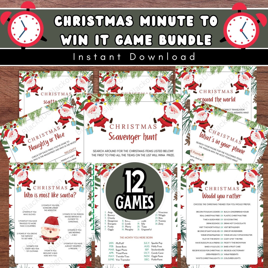 Christmas Minute to Win It Game Bundle, Christmas Party Games, School ...