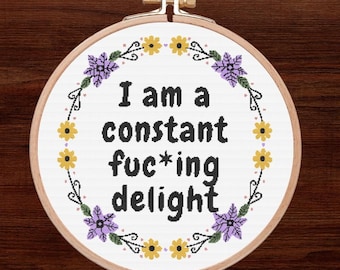Funny Cross Stitch Pattern: I'm A Constant Delight (PDF Pattern)