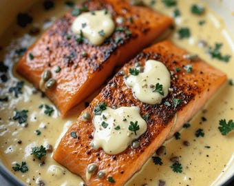 Creamy Tuscan Salmon Recipe: Easy Family Meal (Instant PDF Download)
