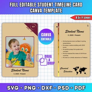 Anpassbare Studenten-Timeline-Karte Canva-Vorlage, bearbeitbare Canva-Vorlage, klassische Gesprächs-Timeline-Karte, Timeline-Vorlage Canva