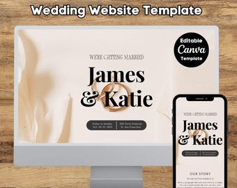 Romantic Wedding Website Template: Minimalist Canva Design