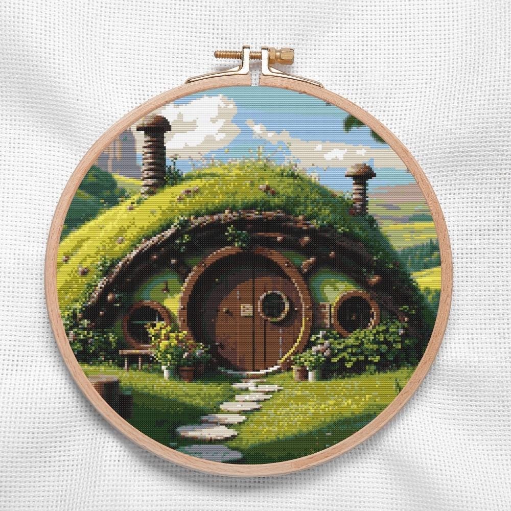 Hobbit House Cross Stitch Pattern - Fantasy Embroidery (PDF Kit) - Etsy
