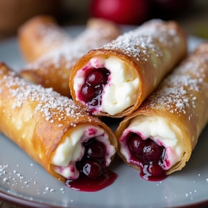 Cherry Cheesecake Egg Rolls Recipe: Easy Family Dessert (Instant PDF Download)