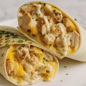 Cheesy Garlic Chicken Wraps Recipe: Easy Family Meal (Instant PDF Download)