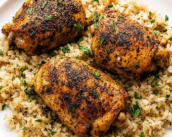 Garlic Butter Chicken and Rice Recipe: Easy Family Dinner (Instant PDF Download)
