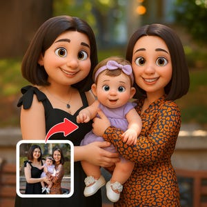Retrato personalizado no estilo Disney e Pixar | Desenho de desenho animado personalizado | Presente de arte digital para casais, famílias, animais de estimação e muito mais