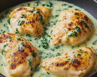 Creamy Chicken Florentine Recipe: Italian Dinner (Instant PDF Download)
