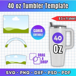 Professional 40 oz Tumbler Mockup Canva Ready Drag and Drop 40oz Tumbler Template for Editable Designs Compatible with Canva Tumblers
