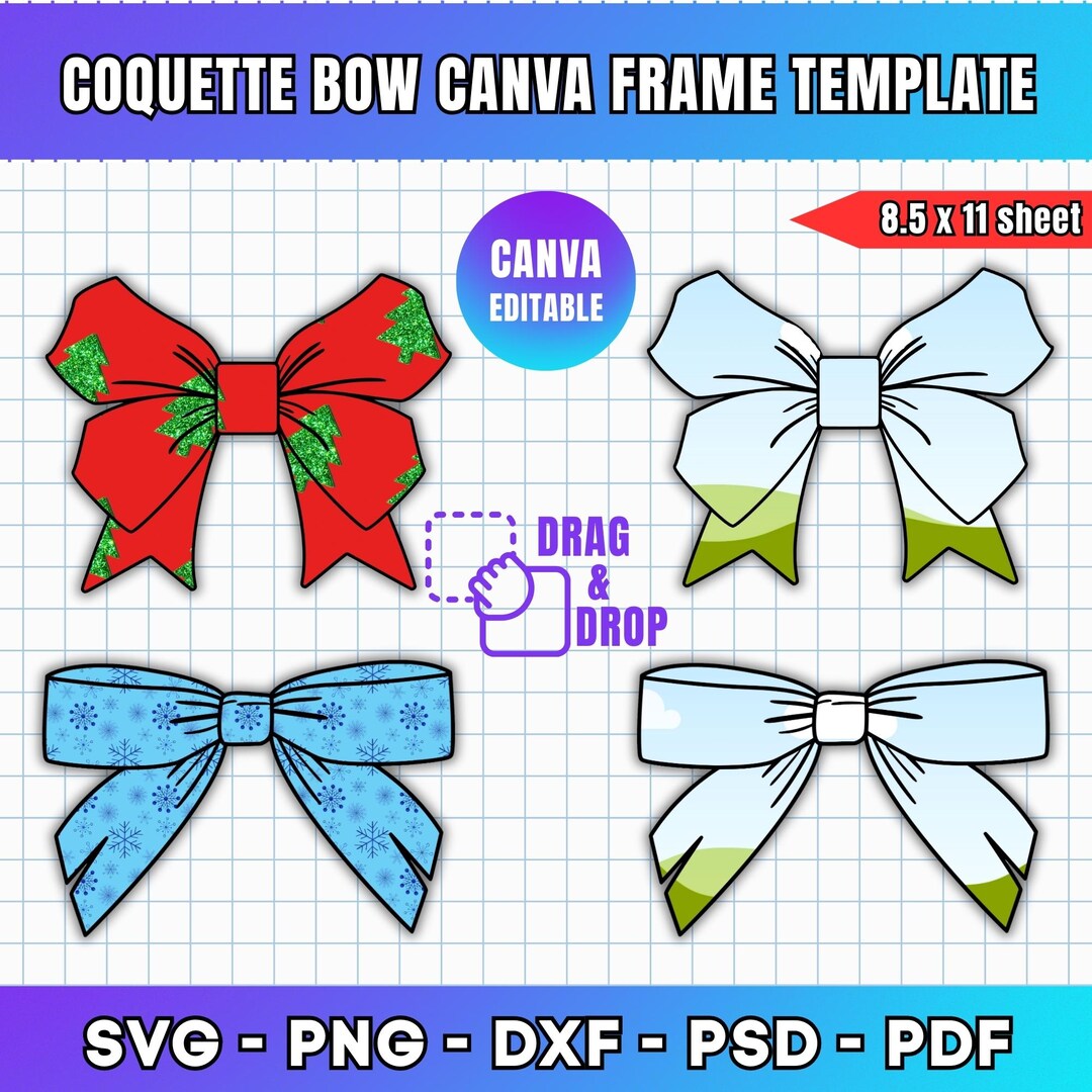 Coquette Bow Canva Frame Template: Drag & Drop Photo (digital Download ...