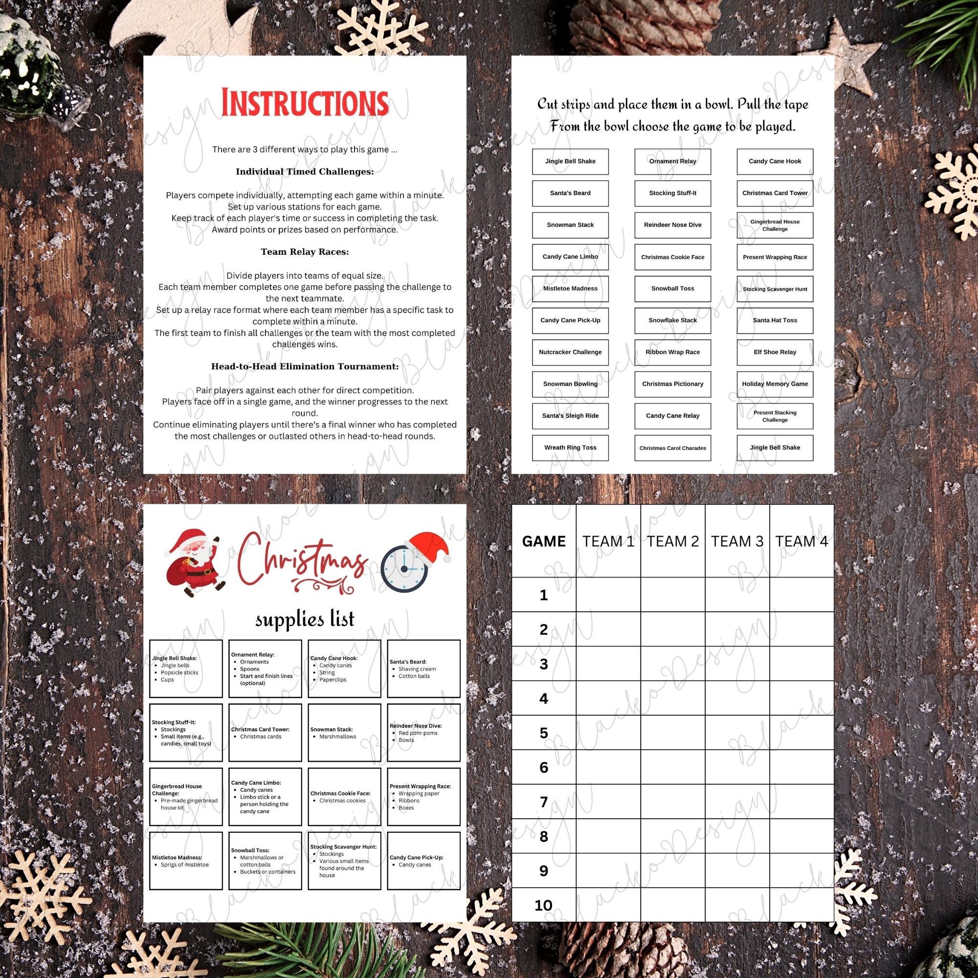 Christmas Minute to Win It Games - Printable Christmas Party Games ...