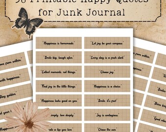 Happy Journal Quotes: Printable Vintage Sentiment Strips (PDF)