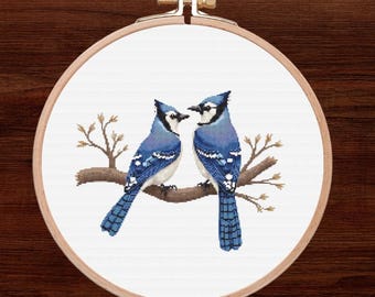Blue Jays Cross Stitch Pattern: Beginner-Friendly Bird Design (PDF)