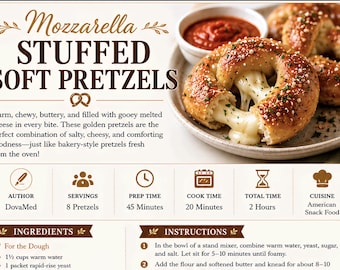 Mozzarella Stuffed Soft Pretzel Recipe: Family Cookbook (PDF Download)