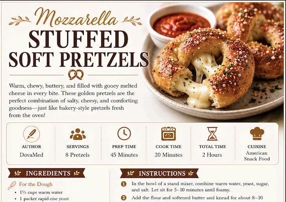 Mozzarella Stuffed Soft Pretzel Recipe: Family Cookbook (PDF Download)