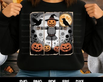 Halloween Pumpkin Scarecrow Clipart | Brushstroke Design (png svg pdf eps dxf)