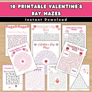 Valentinstag Labyrinth Karte - Spaß und herausfordernde Kinder Valentinstag Aktivität, druckbare Valentinstagskarte für Kinder, Labyrinth Puzzle, Sofort Download