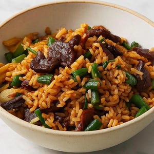 Sizzling Beef Steak Fried Rice Recipe: Family Dinner (PDF Download)