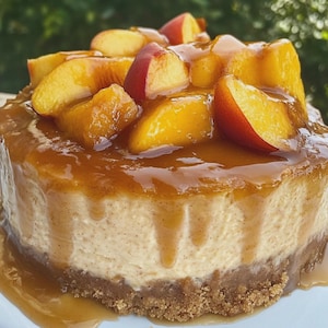 New York Style Peach Cobbler Cheesecake – Creamy Cheesecake with Cinnamon Peaches