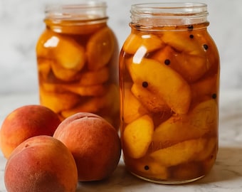 Pêssegos em Conserva Rápida – Receita de Frutas do Sul com Especiarias por Olivia Dova