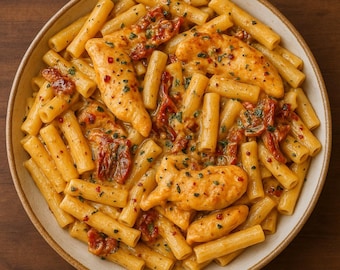 Sonnengetrocknete Tomaten Huhn Pasta Rezept: Cremige Mozzarellasauce (Instant PDF Download)