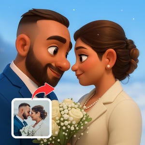 Retrato personalizado no estilo Disney e Pixar | Desenho de desenho animado personalizado | Presente de arte digital para casais, famílias, animais de estimação e muito mais