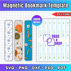 Magnetic Bookmark Template: Canva Editable, Printable PNG