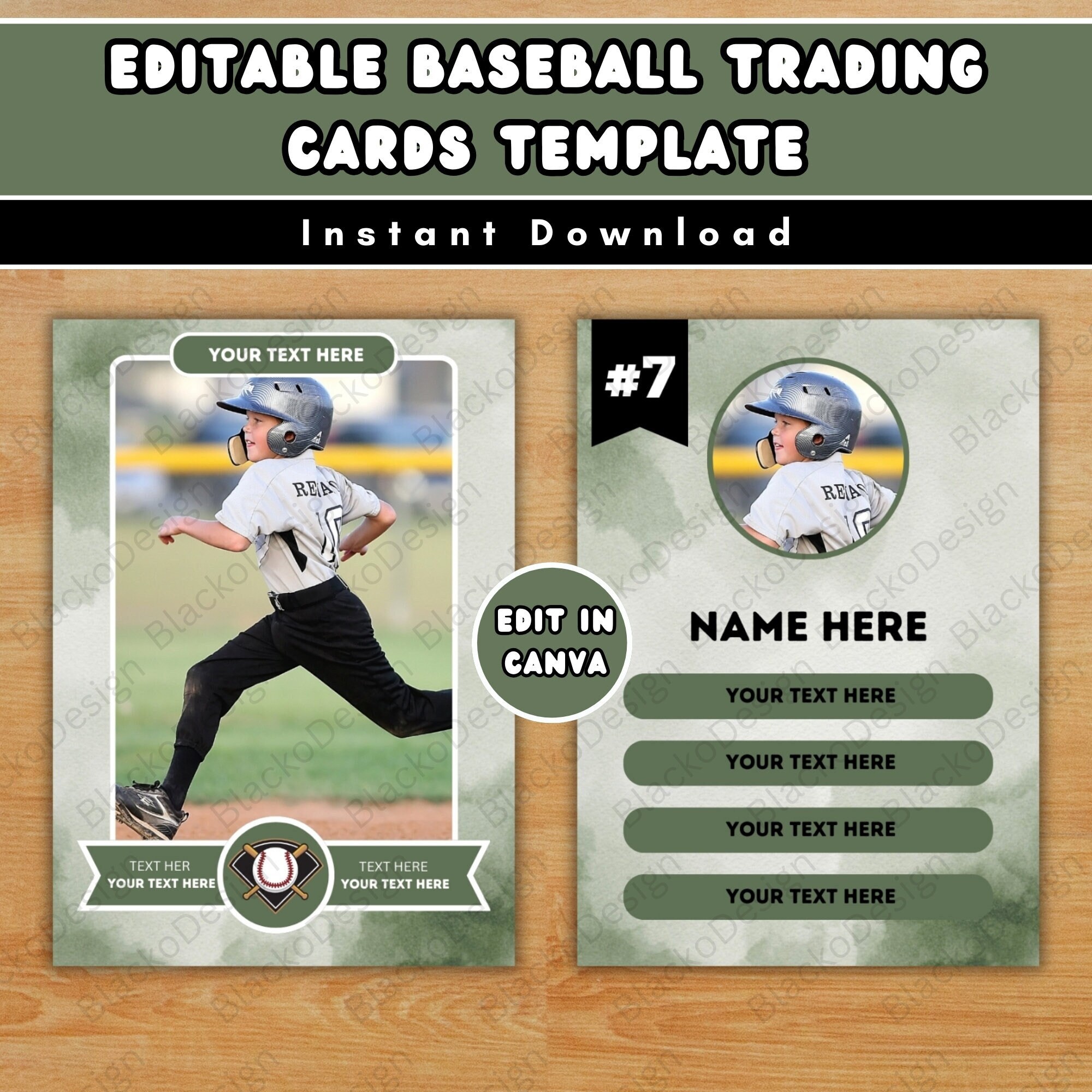 Editable Baseball Trading Card - Customizable Baseball Team Gifts ...