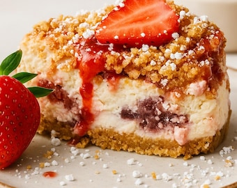 Erdbeer-Käsekuchen Riegel, sofortiger PDF-Download, Familienrezeptbuch, einfaches Rezept