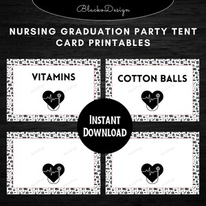 Nursing Graduation Party Tent Card Printables, Customizable Nursing Graduation Party Tent Card Printables for Nurse Grad Party Games