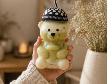 Bear Cup with Keffiyeh Hat | 20oz Glass Tumbler, Cultural Drinkware