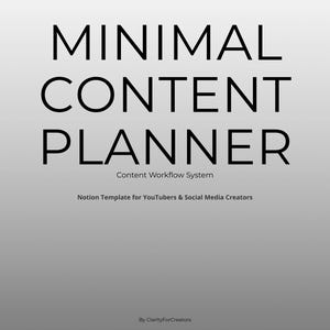Minimal Notion Content Planner Template | Social Media Planner | YouTube Workflow System | Digital Download for Creators