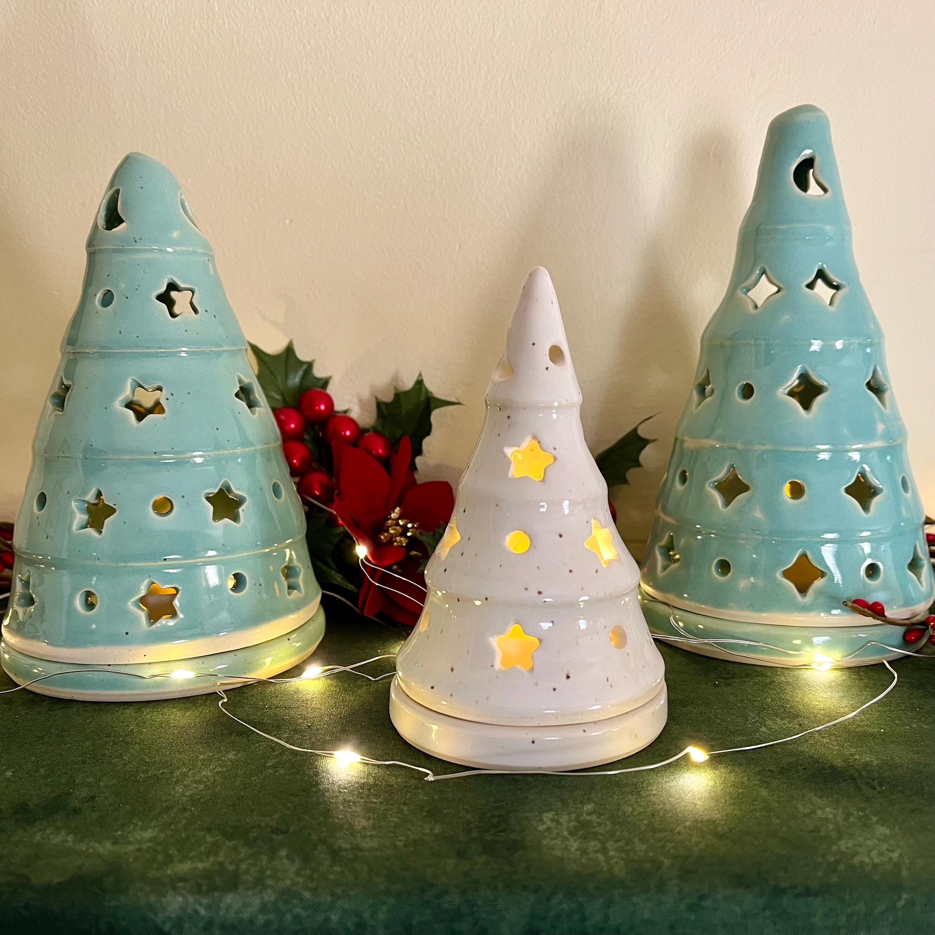 Handmade Pottery Christmas Tree Luminary: Holiday Tea Light Lantern - Etsy, image size:3000x3000