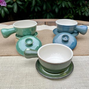 Handmade Pottery Soup bowl - Bowl and saucer - French Onion soup bowl - Covered soup bowl - Lidded soup bowl