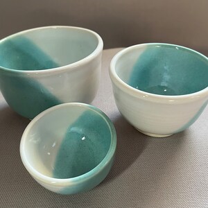 Small Nesting Bowls perfect for measuring ingredients when cooking Sea foam green