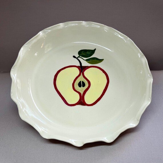 Handmade Ceramic Pie Plate Large Pie Plate Hand Painted Pie