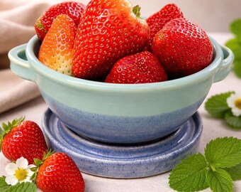 Ceramic Berry Bowl Blue Purple Black Wheel Thrown Stoneware Fruit ...