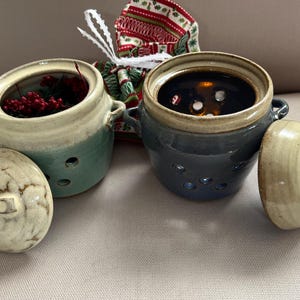 Potpourri Pot Luminaire: Handmade Pottery Jar with Candle & Sachet