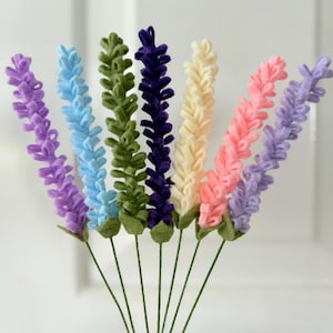 Single Stem Felt Lupines, Felt Flowers - Handmade in Various Colors