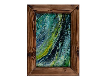 unique acrylic painting, acrylic wall art, fluid art painting, wooden frame, original handicraft