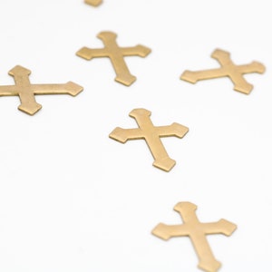 Small Brass Cross Charms - 15 Pack (1/2" x 5/8") - Religious & Jewelry Supply